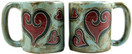 Set Of Two (2) MARA STONEWARE COLLECTION - 16 Oz. Coffee Cup Collectible Dinner Mugs | Heart Design