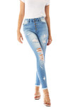 Kan Can Women's High Rise Button Fly Distressed Super Skinny Jeans - 25, 7310l