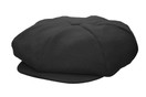 Emstate Mens Melton Wool 8 Panel Applejack Newsboy Baker Boy Cap Made in USA | 7-7 5/8, Black