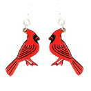 Green Tree Jewelry Cardinal Bird Wood Wooden Laser Cut Earrings #1503