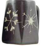 One (1) MARA STONEWARE COLLECTION - 12 Oz Coffee Cup Collectible Square Bottom Dinner Mug - Snowflakes Design