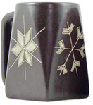 One (1) MARA STONEWARE COLLECTION - 12 Oz. Coffee Cup Collectible Square Bottom Dinner Mug - Snowflakes Design