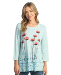 Jess & Jane Floral Print Layered Tunic Top (Confetti Mint)