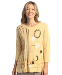 Jess & Jane Floral Print Layered Tunic Top (Lollipop Wheat)
