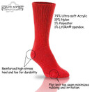 World's Softest Classic Crew Socks - Ultra Soft Crew Socks for Women and Men | Large, Red