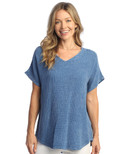 Jess & Jane Mineral Washed Gauze Short Sleeve Top M104 (Medium, Indigo)