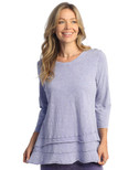 Jess & Jane Floral Print Layered Tunic Top - 2X, Periwinkle