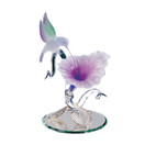 Glass Baron Hummingbird with Fuchsia Flower Figurine