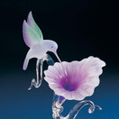 Glass Baron Hummingbird with Fuchsia Flower Figurine