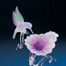 Glass Baron Hummingbird w/ Fuchsia Flower Figurine