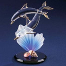 Glass Baron Dolphin & Baby Figurine with Seashells