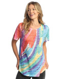 Jess & Jane Burnout Short-Sleeve Top AJ4 (X-Large, Catalina)