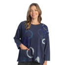 Jess & Jane Mineral Washed Drop Shoulder Top | Large, Puzzle Denim Blue