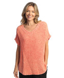 Jess & Jane Mineral Washed Gauze Short Sleeve Top M104 (Medium, Watermelon)
