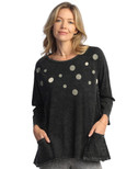 Jess & Jane Women's Coloring Mineral Washed Patch Pocket Cotton Tunic - 2X, Rain Dots Black