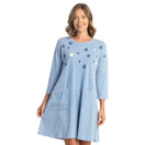 Jess & Jane Mineral Washed Dress w/Pockets - M102 | Small, Rain Dots Cornflower Blue