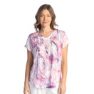 Jess & Jane Rayon Burnout Crushed Short Sleeve Top - RC7 | Small, Wisteria