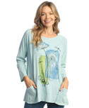 Jess & Jane Women's Coloring Mineral Washed Patch Pocket Cotton Tunic - Small, Glade Mint