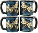 Set Of Four (4) MARA STONEWARE COLLECTION - 16 Oz Coffee/Tea Cup Collectible Mugs - Dragonfly Design