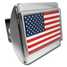 American Flag Chrome Metal Hitch Cover