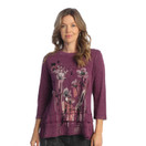 Jess & Jane Floral Print Layered Tunic Top - X-Large, Sierra Plum
