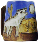 One (1) MARA STONEWARE COLLECTION - 12 Oz Coffee Cup Collectible Square Bottom Mug | Howling Wolves/Desert Design