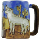 One (1) MARA STONEWARE COLLECTION - 12 Oz Coffee Cup Collectible Square Bottom Mug | Howling Wolves/Desert Design