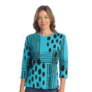 Jess & Jane Mix Match Abstract Print Womens Cotton Top - X-Large, Teal