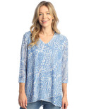 Jess & Jane Crepe Mesh Tunic Top - CM2 - Small, Tropic