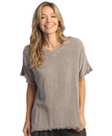 Jess & Jane Mineral Washed Gauze Top - M92 - 1X, Slate