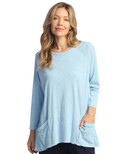 Jess & Jane Women's Coloring Mineral Washed Patch Pocket Cotton Tunic - Small, Solid Ice Blue
