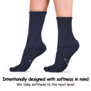 World's Softest Classic Crew Socks - Ultra Soft Socks for Women and Men - 3 Pack - Large, Navy