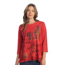 Jess & Jane Mineral Washed Tunic Top - M94 - Large, Scarlet Red Cityscape