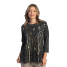 Jess & Jane Floral Print Layered Tunic Top - Small, Sequoia Black