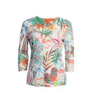 Jess & Jane Print V-Neck Burnout Sublimation Top - 45 - Small, Martinique