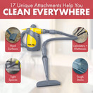 Vapamore MR-75 Amico Handheld Steam Cleaner, 17 Attachments Including the Turbo Pet Tool, Chemical Free Professional-Grade Handheld Steamer Quickly and Easily Cleans Upholstery, Bathrooms, Cars & More
