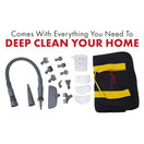 Vapamore MR-75 Amico Handheld Steam Cleaner, 17 Attachments Including the Turbo Pet Tool, Chemical Free Professional-Grade Handheld Steamer Quickly and Easily Cleans Upholstery, Bathrooms, Cars & More