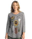 Jess & Jane Mineral Washed A-Line Tunic - M106 - 1X, Collage Midnight