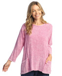 Jess & Jane Mineral Washed Gauze Tunic w/ Pockets - M103 (Large, Magenta)