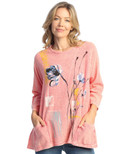 Jess & Jane Mineral Washed Gauze Tunic w/Pockets - M103 - Small, Symphony Coral
