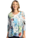 Jess & Jane Burnout Tunic with Mesh Contrast - 1X, Kara