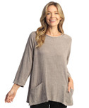 Jess & Jane Mineral Washed Gauze Tunic w/Pockets - M103 - Small, Slate