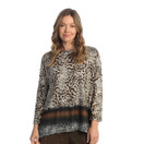 Jess & Jane French Brushed Knit Top with Shoulder Button Accents Safari