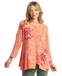 Jess & Jane Mineral Washed Gauze Tunic w/ Pocket - M108 (1X, Carmen Watermelon)