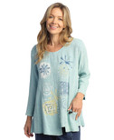 Jess & Jane Mineral Washed Gauze Tunic w/ Pocket - M108 (X-Large, Patchwork Mint)