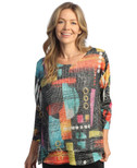Jess & Jane Women's Windmill Boucle Mesh Tunic Top w/ Burn-Out Lining (3X, Geneva)