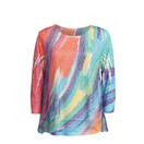 Jess & Jane Women's Windmill Boucle Mesh Tunic Top w/ Burn-Out Lining (Medium, Catalina)