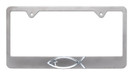 Christian Fish Cross Brushed License Plate Frame