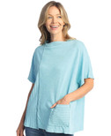 Jess & Jane Mineral Washed Short Sleeve Top M117 (Small, Seaglass)