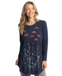 Jess & Jane Women's Mineral Washed Cotton 3/4 Sleeve Tunic Top - 1X, Confetti Denim